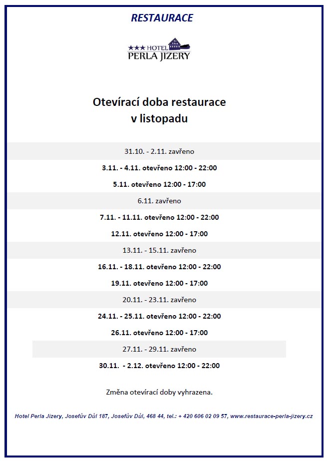 Otevírací doba v říjnu